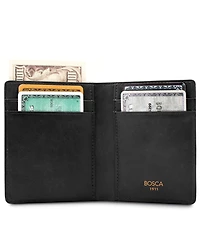 Bosca Men's Wallet, Dolce Leather Front Pocket Bifold Wallet with Magnetic Clip