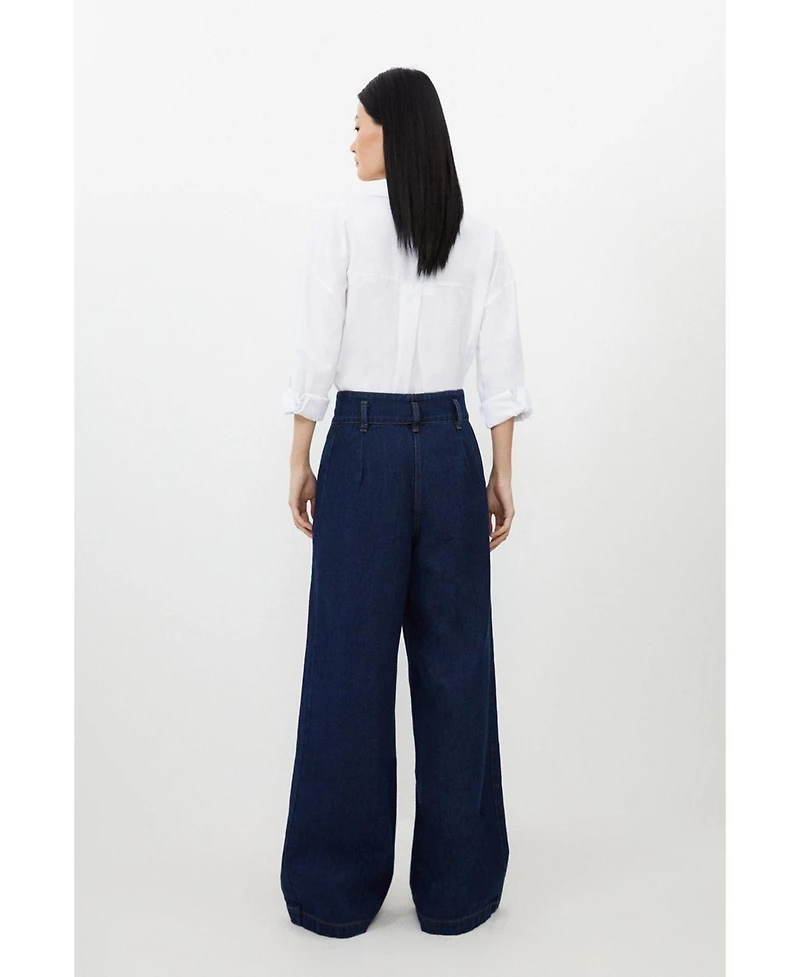 Karen Millen Women's Denim Wide Leg Pants