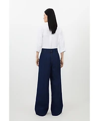 Karen Millen Women's Denim Wide Leg Pants