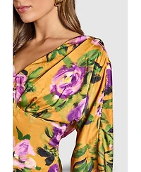 Coast Women's Printed Satin Maxi Dress With Cowl Back