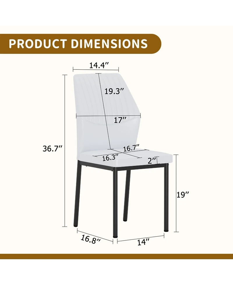 Streamdale Furniture Streamdale 6-piece set of white & black Pu dining chairs, ergonomic, 36.7" high