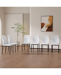 Streamdale Furniture Streamdale 6-piece set of white & black Pu dining chairs, ergonomic, 36.7" high