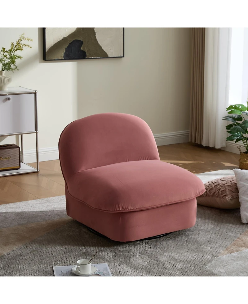 Streamdale Velvet Swivel Chair with 360-degree Metal Base