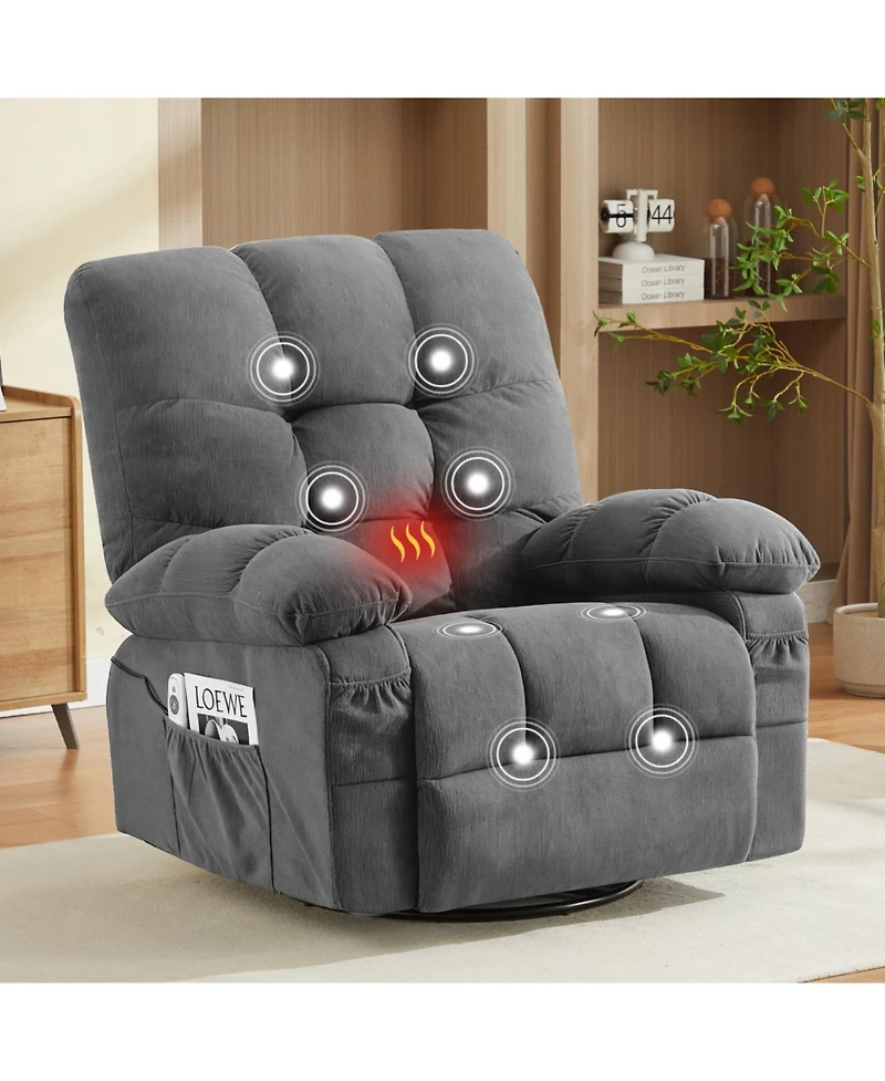 Streamdale Furniture Streamdale Massage Swivel Recliner Chair w/Vibration & Heat, 350LBS Capacity, Usb Port