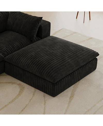 Streamdale Cloud Sofa, Corduroy, Deep Seat, Double-layer, Removable Cushion, Black