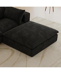 Streamdale Cloud Sofa, Corduroy, Deep Seat, Double-layer, Removable Cushion, Black