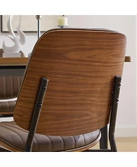 Streamdale Dining Chairs Set of 2 Mid Century Modern Retro Faux Leather Chair (Brown Pu)