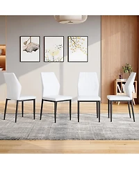 Streamdale Set of 4 Black & White Dining Chairs, Ergonomic Pu Backrest