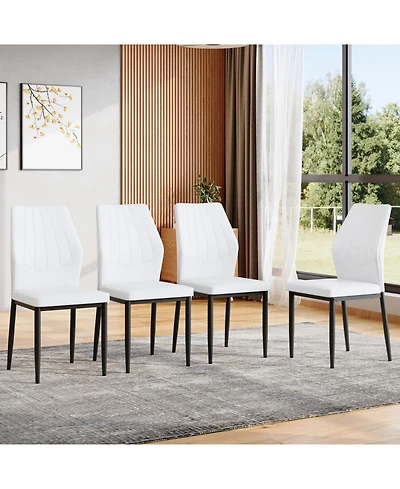 Streamdale Set of 4 Black & White Dining Chairs, Ergonomic Pu Backrest