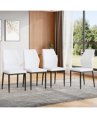 Streamdale Set of 4 Black & White Dining Chairs, Ergonomic Pu Backrest