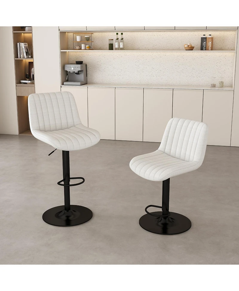 Streamdale Adjustable Swivel Bar Stools with Backrest & Soft Knit Fabric (Set of 2)