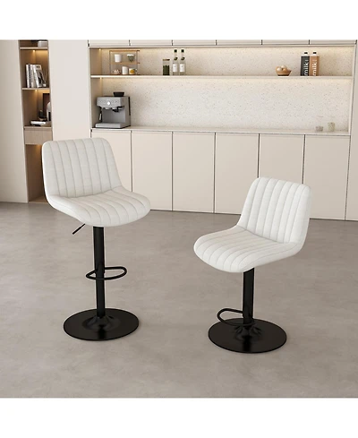 Streamdale Adjustable Swivel Bar Stools with Backrest & Soft Knit Fabric (Set of 2)