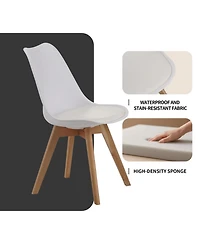 Streamdale Furniture Streamdale Set of 4 White Medieval Modern Dining Chairs with Wooden Legs