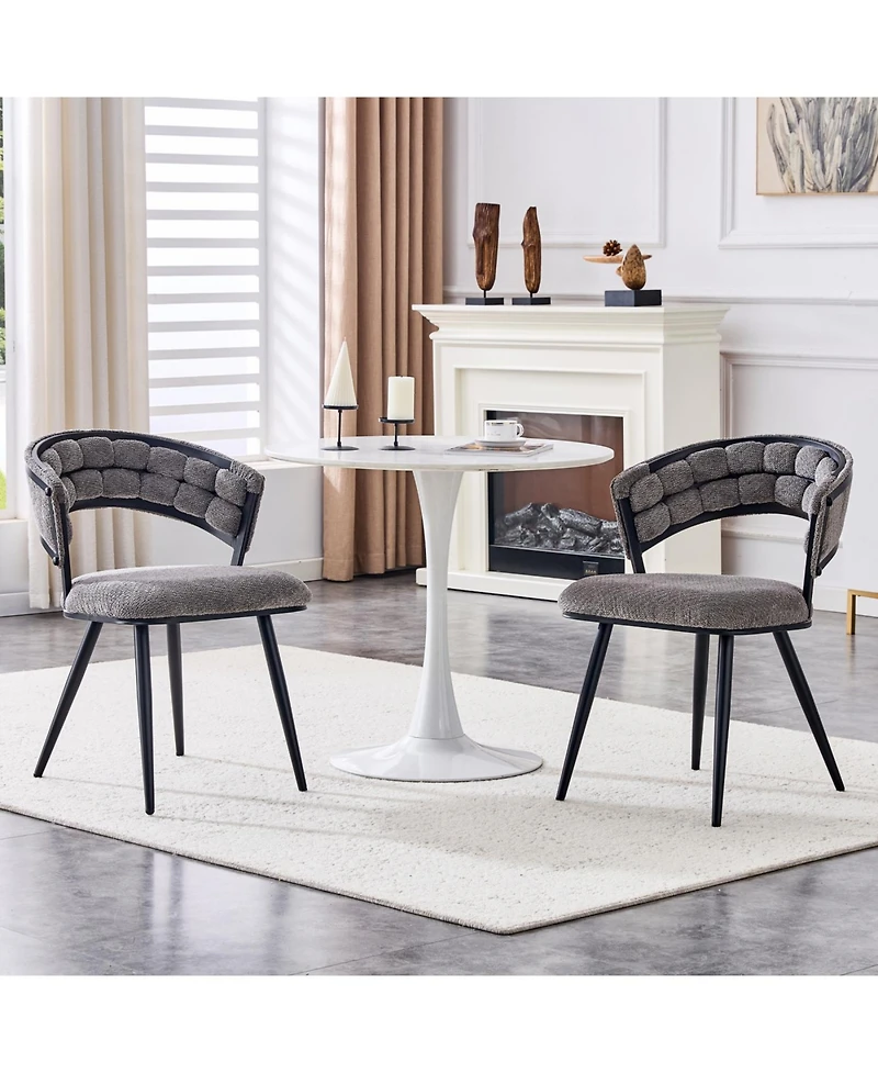 Streamdale Set of 2 Gray Velvet Dining Chairs with Black Legs