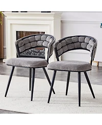 Streamdale Set of 2 Gray Velvet Dining Chairs with Black Legs