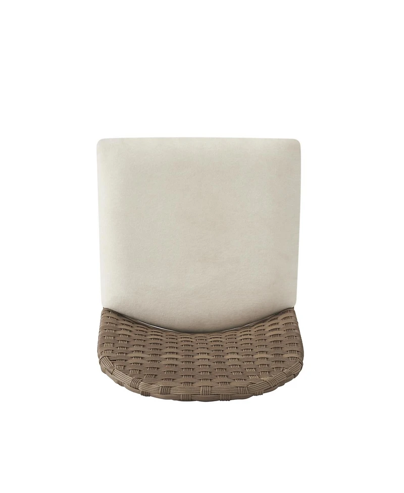 Streamdale Farmhouse Upholstered Dining Chairs Set of 2, Armless Iron Side Chair with Rattan Back, Brown