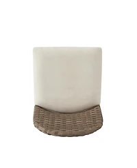 Streamdale Farmhouse Upholstered Dining Chairs Set of 2, Armless Iron Side Chair with Rattan Back, Brown