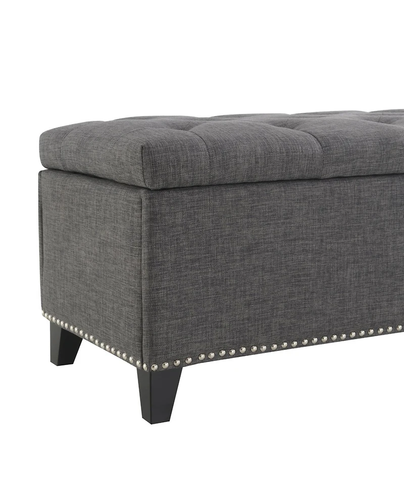 Streamdale Furniture Streamdale 47.5" Storage Ottoman Bench with Safety Hinge, Button-Tufted, Supports 500lbs - Dark Grey