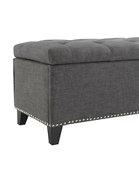 Streamdale Furniture Streamdale 47.5" Storage Ottoman Bench with Safety Hinge, Button-Tufted, Supports 500lbs - Dark Grey