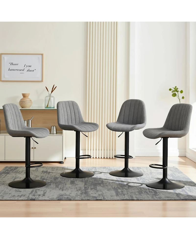 Streamdale Grey Swivel Bar Stools with Adjustable Height (Set of 2)
