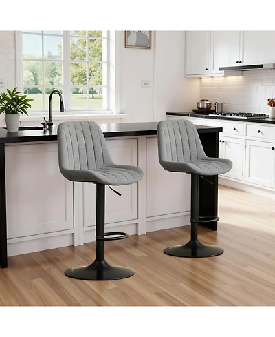 Streamdale Grey Swivel Bar Stools with Adjustable Height (Set of 2)