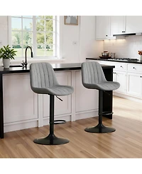 Streamdale Grey Swivel Bar Stools with Adjustable Height (Set of 2)