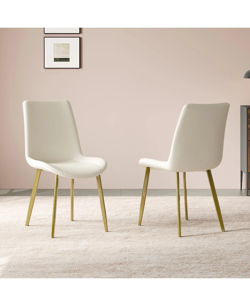 Streamdale Dining Chairs Set of 4, Modern Pu Leather Metal Dining Chairs - White