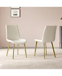 Streamdale Dining Chairs Set of 4, Modern Pu Leather Metal Dining Chairs - White