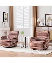 Streamdale Modern Style Swivel Leisure Chair with Striped Armrest