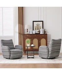 Streamdale Modern Swivel Leisure Chair with Striped Armrest