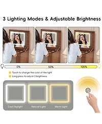 Streamdale Furniture Streamdale Vanity Desk with Mirror, Lights, Flip-Top, 7 Drawers, 9 Compartments, 3 Shelves, Walnut