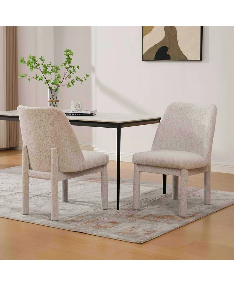 Streamdale Furniture Modern Minimalist Chenille Dining Chair Set (Set of 2) - Beige