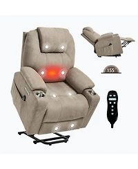 Streamdale Furniture Streamdale Power Lift Recliner Chair, 350 Lbs Capacity, 8-Point Massage, Heating, Usb/Type-c, Khaki
