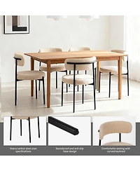 Streamdale Furniture Streamdale Medieval modern dining chair set, 4 pcs, round seat, black metal legs, beige