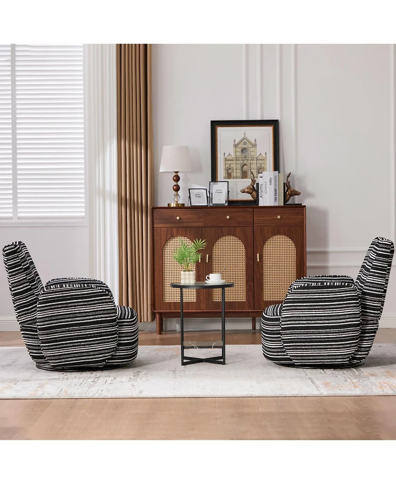 Streamdale Furniture Streamdale Modern Style Swivel Leisure Chair with Striped Armrest