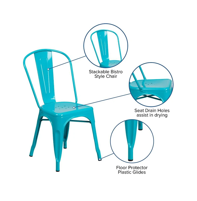 Emma+Oliver Commercial Grade 4 Pack Metal Indoor-Outdoor Stackable Chair