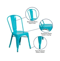 Emma+Oliver Commercial Grade 4 Pack Metal Indoor-Outdoor Stackable Chair