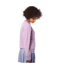 Bellemere New York Merino Tweed Pullover With Pearl Polo Collar Sweater