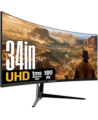 Westinghouse 34" Curved Ultrawide Gaming Monitor, 180Hz, Amd FreeSync, 1500R Curve, 3440x1440, Built-in Speakers, 2xDP, 2xHDMI