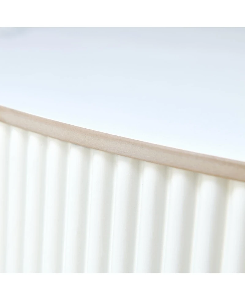 Streamdale Furniture Streamdale Modern Round Coffee Table with Casters & 2 Drawers, White Marble Top