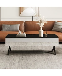 Streamdale Furniture Streamdale Rectangular Black High Gloss Coffee Table with Storage - 47.3