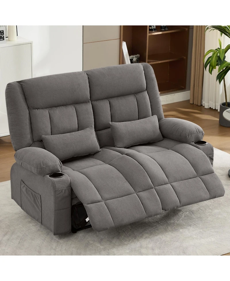 Streamdale Furniture Recliner Loveseat with Cup Holders & Side Pocket for Adults