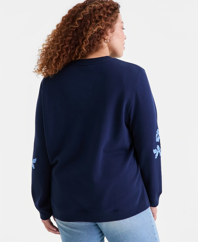 Style & Co Plus Floral Embroidered Sweatshirt, Macy's Exclusive