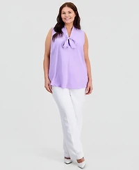 Kasper Plus Sleeveless Bias Bow Blouse