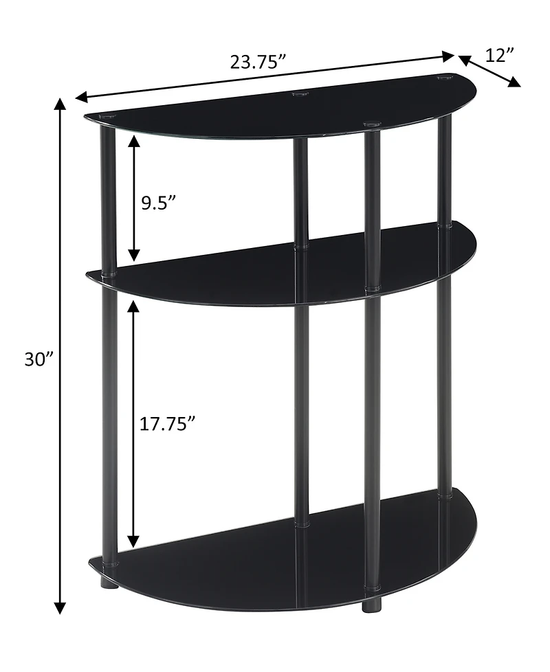 Convenience Concepts 12" Glass Half-Circle Entryway Hall Table