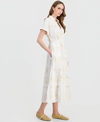 Sam Edelman Women's Embroidered Short-Sleeve Midi Dress