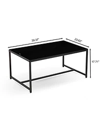 Streamdale Furniture Black Glass CoffeeTable, Small Tea Table, Glass with Metal Legs Sofa Table