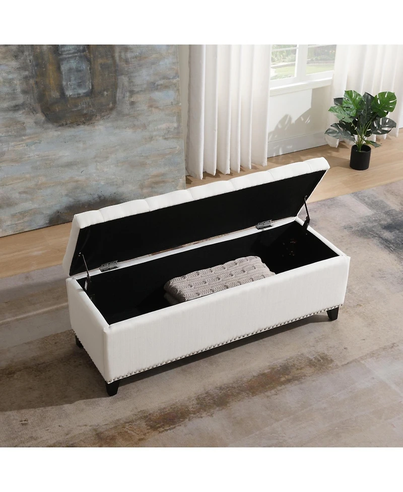 Streamdale Furniture 47.5" Storage Ottoman Bench - Beige