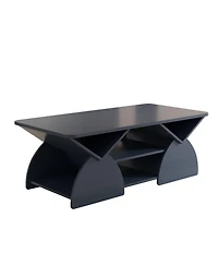 Streamdale Furniture Engineered Wood Rounded Corner Rectangular Coffee Table with Shelves