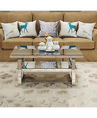 Streamdale Furniture Modern square luxury coffee table with tempered glass for living room.